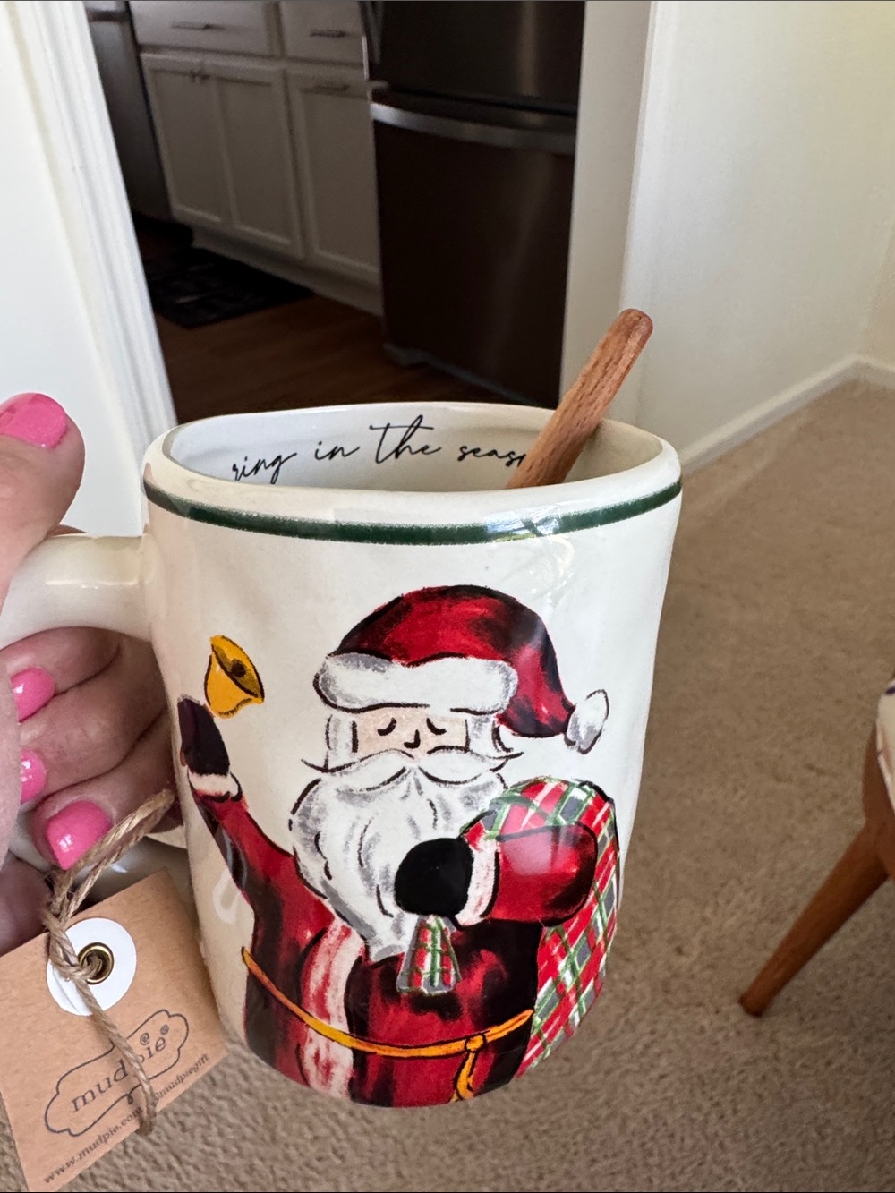 Mud Pie Red and Green Santa Ceramic Holiday Mug